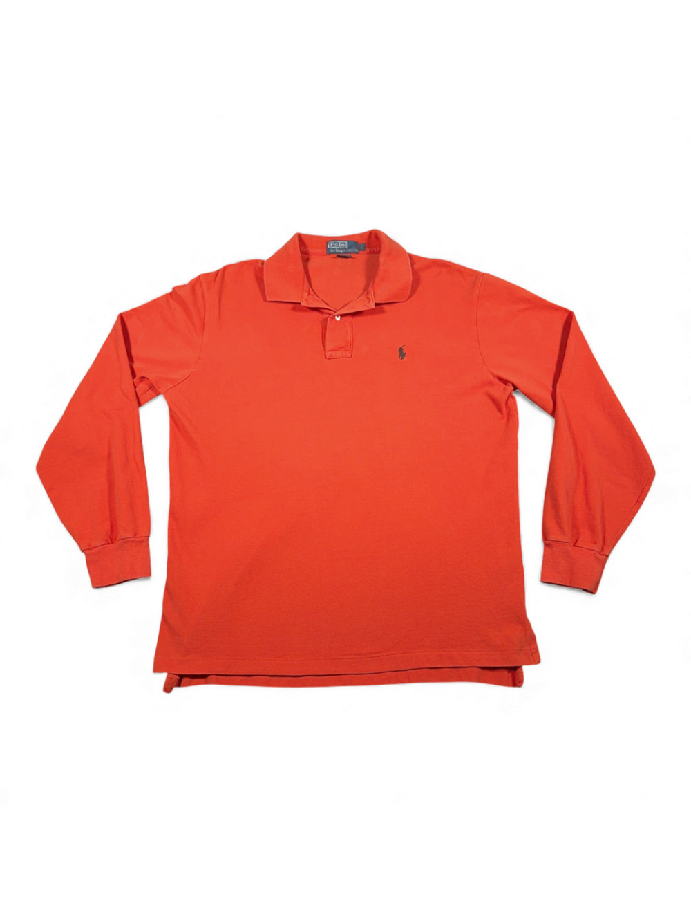 Vintage Ralph Lauren Polo Shirt Adult LARGE Orange Long Sleeve Small Pony 90s